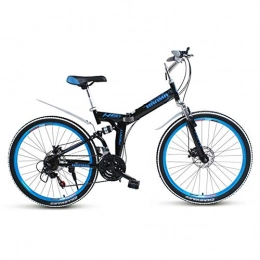 ZWW Folding Bike ZWW Folding Mountain Bike, 26In 27 Speed Free-Installation High Carbon Steel Adult Bicycle with Double Shock Absorption & Spoke Tires - Commuting / Traveling, Black