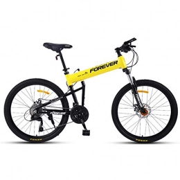 ZWW Bike ZWW Folding Mountain Bike, 26In 27 Speed Lightweight Portable Aluminum Alloy Adult Bicycle with Double Shock Absorption & Spoke Tires - Commuting / Travel, Yellow