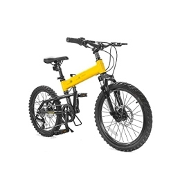  Bike zxc Bicycle Bicycle, 20 Inch Folding Mountain Bike 6-Speed Shock Absorbing Cross-Country Bike (Yellow)