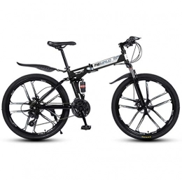 ZXCY Folding Bike ZXCY 21 Speed Foldable Bicycle Mountain Bike Ideal for School And Work High Carbon Steel Bikes with Dual Disc Brakes And Shock Absorber, Black