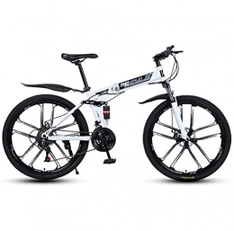 ZXCY Folding Bike ZXCY 21 Speed Foldable Bicycle Mountain Bike Ideal for School And Work High Carbon Steel Bikes with Dual Disc Brakes And Shock Absorber, White