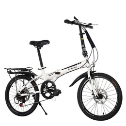 ZXCY Folding Bike ZXCY Adults 20-Inch Folding Speed Bicycle Portable Folding Bike for Women Student with Shock Absorber Ladies Variable Speed Bike, White