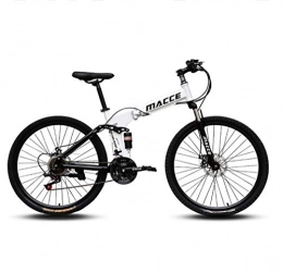 ZXCY Bike ZXCY High Carbon Steel Bikes 21 Speed Foldable Bicycle Mountain Bike Ideal for School And Work with Dual Disc Brakes Adult Road Bike, White, 24 INCH