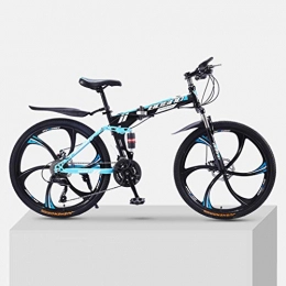 ZXCY Bike ZXCY MTB Racing Bicycle 21 Speed Foldable Mountain Bike with 6 Cutter Wheel Outdoor Cycling 24 Inches Carbon Steel Bicycle, Blue