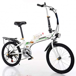 ZXCY Bike ZXCY Ultralight Foldable Bicycle 20 Inch Portable Adult Folding Bike To Work School And Commute Men And Women City Cycling with Lock Bell And Pump, White