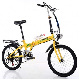ZXCY Bike ZXCY Ultralight Foldable Bicycle 20 Inch Portable Adult Folding Bike To Work School And Commute Men And Women City Cycling with Lock Bell And Pump, Yellow