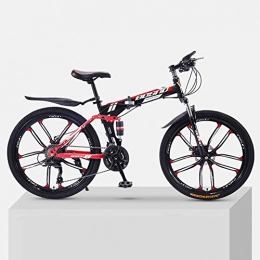 ZXCY Bike ZXCY Unisex MTB Racing Bicycle 21 Speed Foldable Mountain Bike 26 Inches Carbon Steel Bicycle with 10 Cutter Wheel for Outdoor Cycling, Red