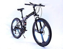 ZXNM Bike ZXNM Double Disc Brake Bike, Folding Mountain Bicycle, Primary School Student Pedal Folding Bicycle, Outdoor Riding Exercise Carbon Steel Car / Black / 26 * 17