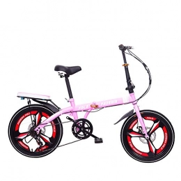 ZXNM Folding Bike ZXNM Folding Shift Bike, Double Disc Brake Bicycle, 16 / 20 inch Adult Men and Women Child Student Ultra-Light Portable Leisure Bicycle Mountain Bike / pink / 20
