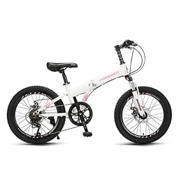 ZXQZ Folding Bike ZXQZ 20 Inch Foldable Bicycle, Variable Speed Mountain Bike, High Carbon Steel Frame, for Children Aged 7-12 (Color : White)