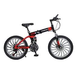 ZXQZ Folding Bike ZXQZ 20 Inch Folding Bike, 7-speed Student Mountain Bike with Front and Rear Mechanical Brakes, for Boys and Girls (Color : Black)