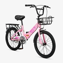 ZXQZ Folding Bike ZXQZ Foldable Bicycle, 20-inch Commuter Bicycle with Brake Lever and Metal Chain Cover, for Children with A Height Of 130-160cm (Color : Pink)