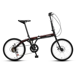 ZXQZ Folding Bike ZXQZ Folding Bicycles, 20 Inch 6 Speed Foldable Bike Lightweight City Travel Exercise for Men Women Children (Color : Black)