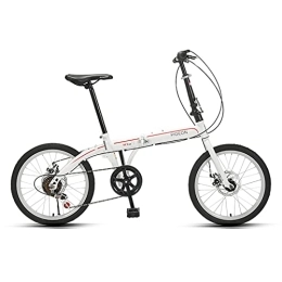ZXQZ Folding Bike ZXQZ Folding Bicycles, 20 Inch 6 Speed Foldable Bike Lightweight City Travel Exercise for Men Women Children (Color : White)