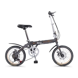 ZXQZ Folding Bike ZXQZ Folding Bike, 16 Inch Comfort Mobile Portable Compact 6 Speed Foldable Bicycle for Men Women - Students and Urban Commuters (Color : Gray)