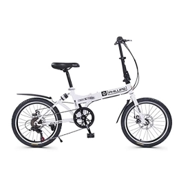 ZXQZ Folding Bike ZXQZ Folding Bike, 20-inch Speed Road Bike with Mechanical Double Disc Brakes and Rear Shocks, for Outdoor Outings and Commuting (Color : White)