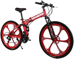 ZYLE Bike ZYLE Folding Bike Mountain Bicycle Adult 26 Inch 21 Speed Shock Dual Disc Brakes Student Bicycle Assault Bike Folding Car (Color : Red)