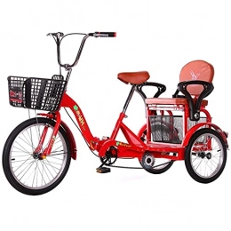 Zyy Bike zyy 16" 1 Speed 3-Wheel Adult Tricycle Trike Cruiser Bike Foldable Tricycle with Basket for Adults with Adjustable Cruiser Bike Seat for Recreation Shopping Exercise (Color : Red)