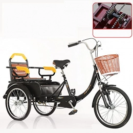 Zyy Bike zyy 20" 1 Speed 3-Wheel Adult Tricycle Trike Cruiser Bike Foldable Tricycle with Basket for Adults for Recreation, Shopping, Picnics Exercise W / Cargo Basket and Installation Tools (Color : Black)