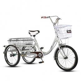 Zyy Folding Bike zyy 3 Wheel Bike Foldable Basket Shopping Basket Wheel for Adults 16 Inch 1 Speed with Large Size Basket For Recreation for Shopping Picnic Outdoor Sports Men Women (Color : Silver)