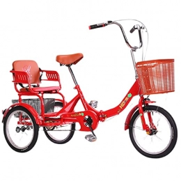 Zyy Bike zyy Adult Folding Tricycles 1 Speed 20 Inch with Brake System Cruiser Bicycles Large Size Basket for Recreation Shopping Exercise for Recreation, Shopping, Picnics Exercise Red