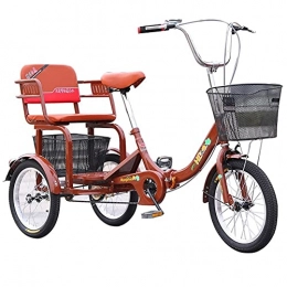 Zyy Bike zyy Adult Three Wheel Tricycle 1 Speed Hybrid Foldable Tricycle with Basket for Adults Three-Wheeled Bicycle Large Size Basket for Recreation Shopping Exercise Women Men Seniors (Color : Brown)