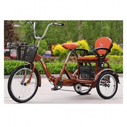 Zyy Folding Bike zyy Adult Tricycle 1 Speed Size Cruise Bike 16 Inch Adults Trikes Foldable Tricycle with Basket for Adults for Seniors with Shopping Basket Exercise Men's Women's Tricycles (Color : Brown)