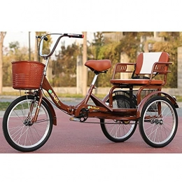 Zyy Folding Bike zyy Adult Tricycle 1 Speed Size Cruise Bike 20 Inch Adjustable Trike W / Cargo Basket Foldable Tricycle with Basket for Adults with Shopping Basket for Seniors Women Men (Color : Brown)