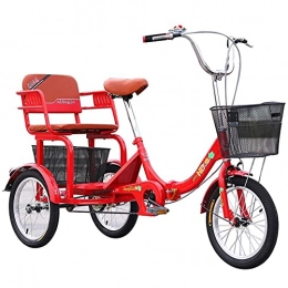 Zyy Folding Bike zyy Adult Tricycle 1 Speed Size Cruise Bike Foldable Tricycle with Basket for Adults Three-Wheeled Bicycles Cruise Trike for Recreation Exercise Men's Women's Tricycles (Color : Red)
