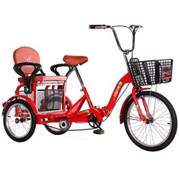 Zyy Folding Bike zyy Adult Tricycle 16 Inch Adjustable Trike 7 Speed Size Cruise Bike with Backrest Foldable Tricycle with Basket for Adults for Recreation, Shopping, Picnics Exercise (Color : Red)