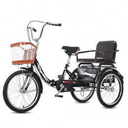 Zyy Folding Bike zyy Adult Tricycle 20 Inch Three Wheel Bikes 1 Speed Foldable Tricycle with Basket for Adults with Large Basket for Recreation Shopping Exercise for Men and Women (Color : Black)
