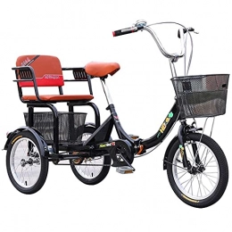 Zyy Folding Bike zyy Adult Tricycles 1 Speed Folding Adult Trikes 16 Inch Adjustable Trike Cargo Cruiser Trike Bike Large Size Basket for Recreation, Shopping, Picnics Exercise Men's Women's Bike (Color : Black)