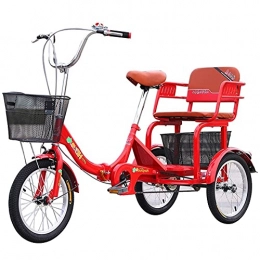 Zyy Folding Bike zyy Adult Trike 1 Speed 3-Wheel 16-Inch Three Wheel Cruiser Bike Foldable Tricycle with Basket for Adults Three-Wheeled Bicycle for Men and Women with Shopping Basket for Seniors (Color : Red)