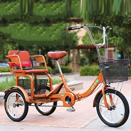 Zyy Bike zyy Adult Trike 1 Speed 3-Wheel Three Wheel Cruiser Bike 16 Inch Adults Trikes Foldable Tricycle With Basket for Adults Large Size Basket with Shopping Basket for Seniors Light Brown