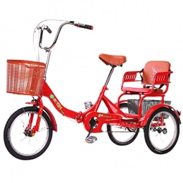 Zyy Bike zyy Adult Trike 1 Speed 3-Wheel Three Wheel Cruiser Bike 20-Inch Large Size Basket for Recreation Shopping Exercise Foldable Tricycle with Basket for Adults Women Men Seniors Red