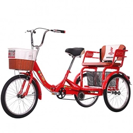 Zyy Bike zyy Adult Trike Bike, Tricycle for Adults Cargo Cruiser Trike Bike 1 Speed Folding Adult Trikes for Shopping W / Installation Tools Large Size Basket for Recreation Shopping Exercise Red