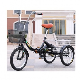 Zyy Folding Bike zyy Three Wheel Cruiser Bike 16-Inch 1 Speed Cargo Basket Adjustable Handlebars Foldable Tricycle with Basket for Adults with Adjustable Cruiser Bike Seat and Bike Basket Exercise Bike Black