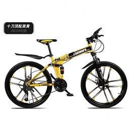 ZZKK Folding Bike ZZKK Mountain Bike Male And Female Speed Student Road Racing Off-Road Adult with Adolescent Double Shock-Absorbing Bicycle Double Disc Brakes, 24speed