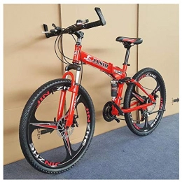 ZZTHJSM Folding Bike ZZTHJSM City Bike Folding, Folding Bikes for Adults Men Lightweight, Fold Up Bikes for Ladies, Foldable Bike Child, for Adult Sports Outdoor Cycling Travel Work Out And Commuting, red 27 speed, B