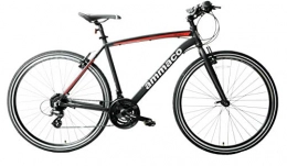 Ammaco Hybrid Bike Ammaco. Pathway X2 700c Hybrid Trekking Mens Sports Commuter Urban Bike 21" Frame Lightweight Alloy Black Red 24 Speed