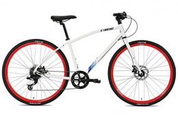FabricBike Hybrid Bike FabricBike Commuter, Hybrid Road Urban Bike, SRAM 8 Speed, Tektro Mechanical Disc Brakes (L-50cm, Space White & Red)