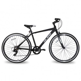 Hiland Bike Hiland Hybrid Bike for Adult 700C Wheels with 7 Speeds, Black