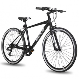HH HILAND Hybrid Bike Hiland Hybrid Bike Urban City Commuter Bicycle for Men Comfortable Bicycle 700C Wheels with 7 Speeds Black