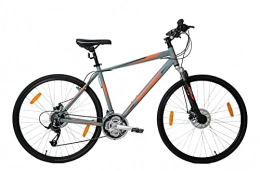 Discount Bike Mens Hybrid Sports Bike Ammaco Road Runner Pro 700c Wheel Disc Brakes Front Suspension Alloy 18" Frame Grey