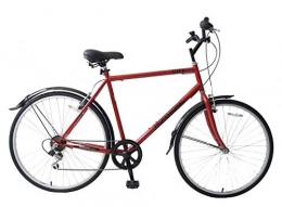 Ammaco Hybrid Bike Professional City 700c Wheel Hybrid Trekking Mens Town Commute 6 Speed Bike 22" Frame Red