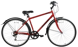 Ammaco Hybrid Bike Professional City 700c Wheel Hybrid Trekking Touring Mens Town Commute 6 Speed Bike 22" Frame Red