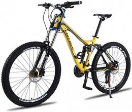 TTZY Mountain Bike 24 Disc Brake / 27 Oil Brake Speed Down Bike, Off-Road Variable Speed Soft Tail Bicycle, Double Oil Disc Brake, Shock Absorption, Yellow, 24 Speed 7-10 SHIYUE