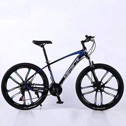 AUTOKS Mountain Bike 24 Inch Mountain Bike for Adults, Double Disc Brake City Road Bicycle 21 Speed Mens MTB (Color : Black Blue)
