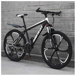 Wghz Bike 24 Inch Mountain Bikes, Mens Women Carbon Steel Bicycle, 30-Speed Drivetrain All Terrain Mountain Bike with Dual Disc Brake, 21Vitesses, Black 6 Spoke