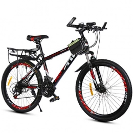 Bdclr Mountain Bike 24 Inches Front Suspension Double Disc Brake Off-Road Variable Speed Adult Mountain Bike, Red